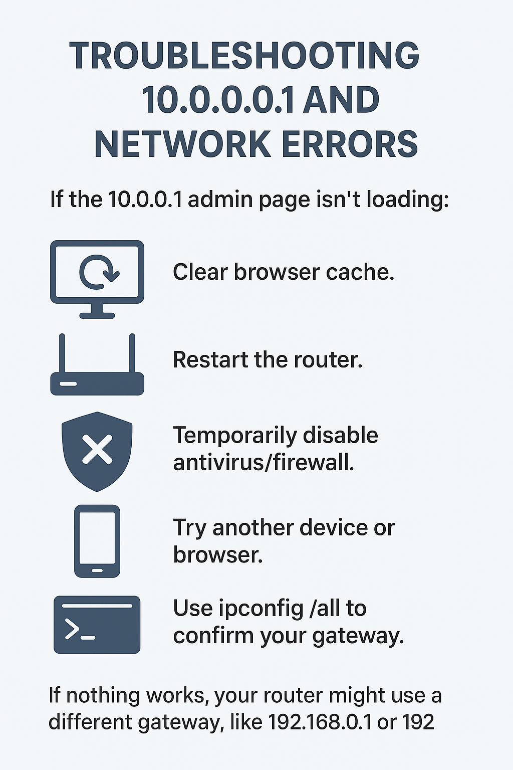 Troubleshooting 10.0.0.0.1 and Network Errors