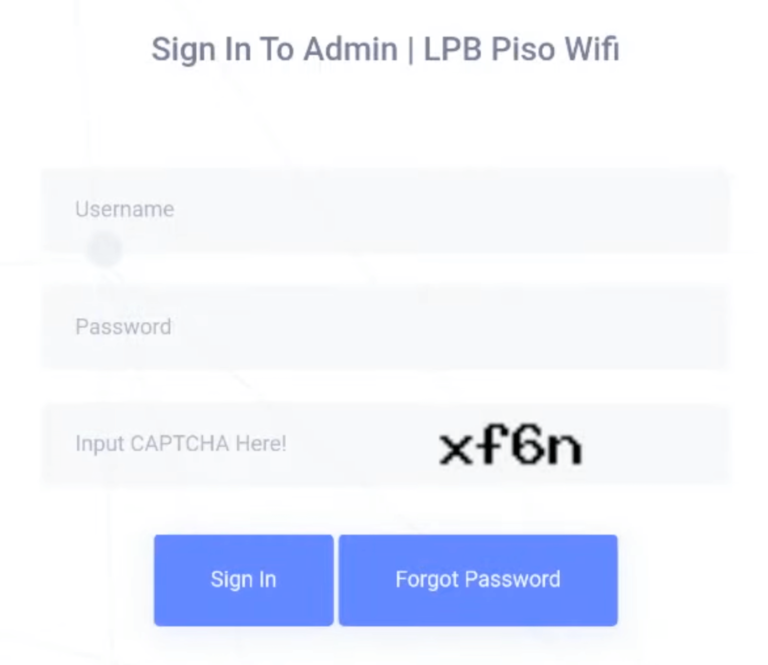 login to LPB Piso Wifi Admin Portal