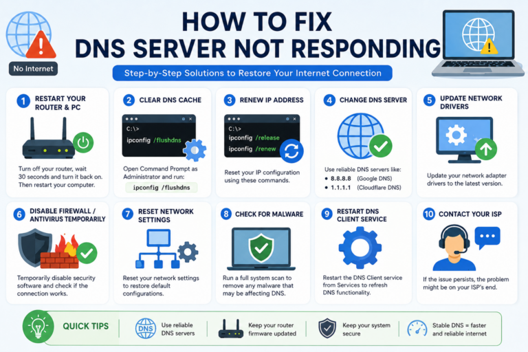how to fix DNS server not responding