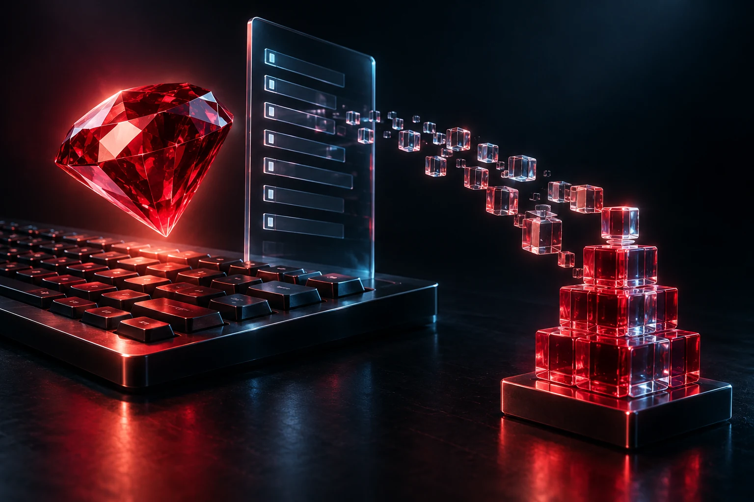 Is Ruby a programming language illustrated by a ruby gemstone connecting program instructions with a computed result