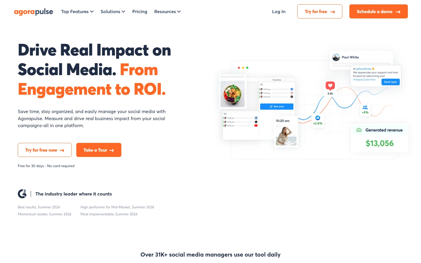 Agorapulse website - introduction to management offering