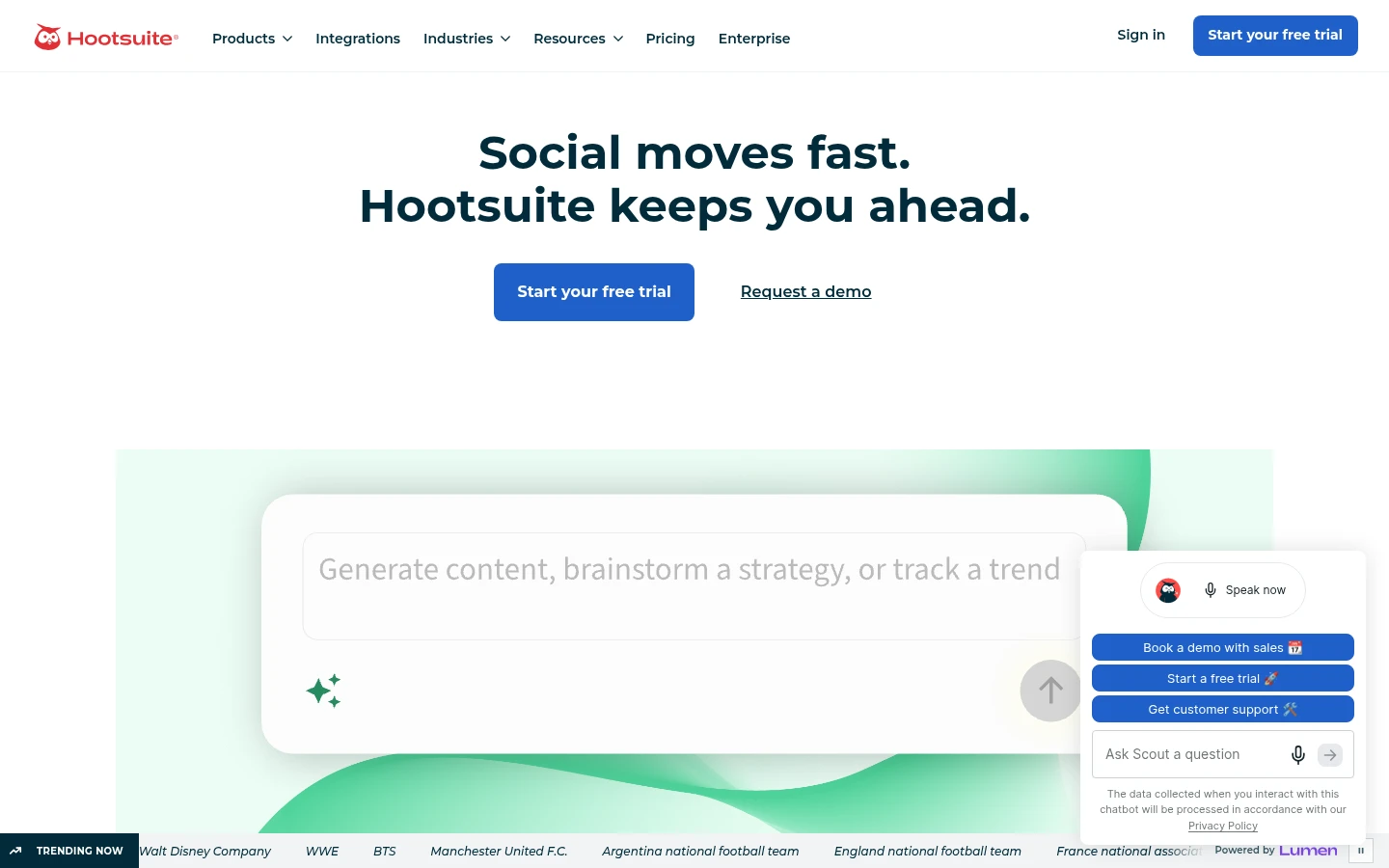 Hootsuite website - introduction to social platform