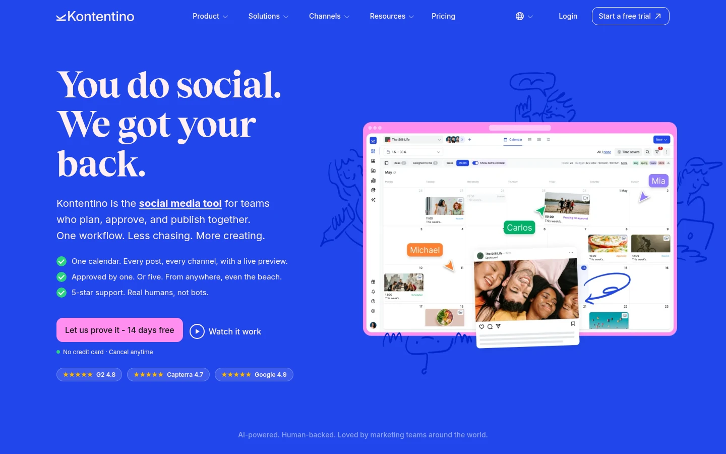 Kontentino website - collaborative content calendar