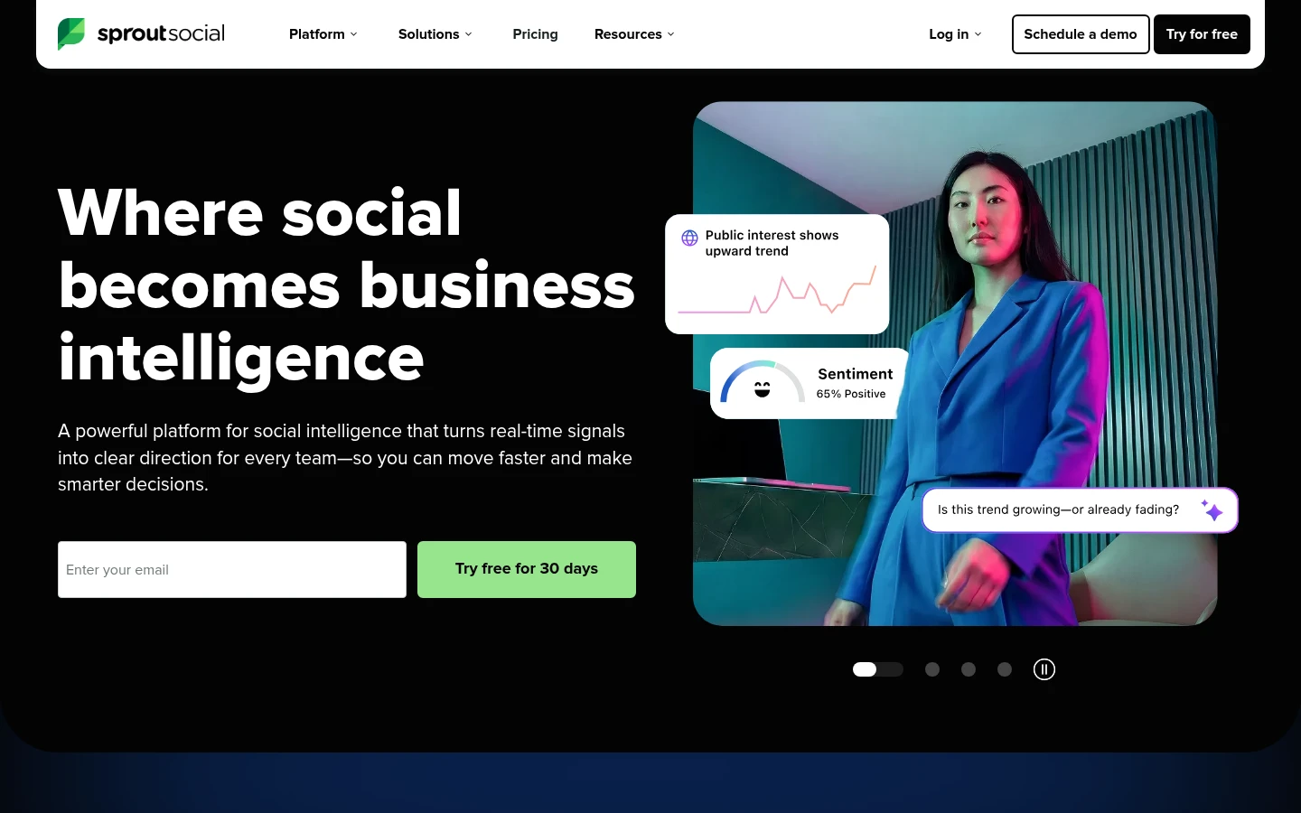 Sprout Social website - introduction to reporting platform