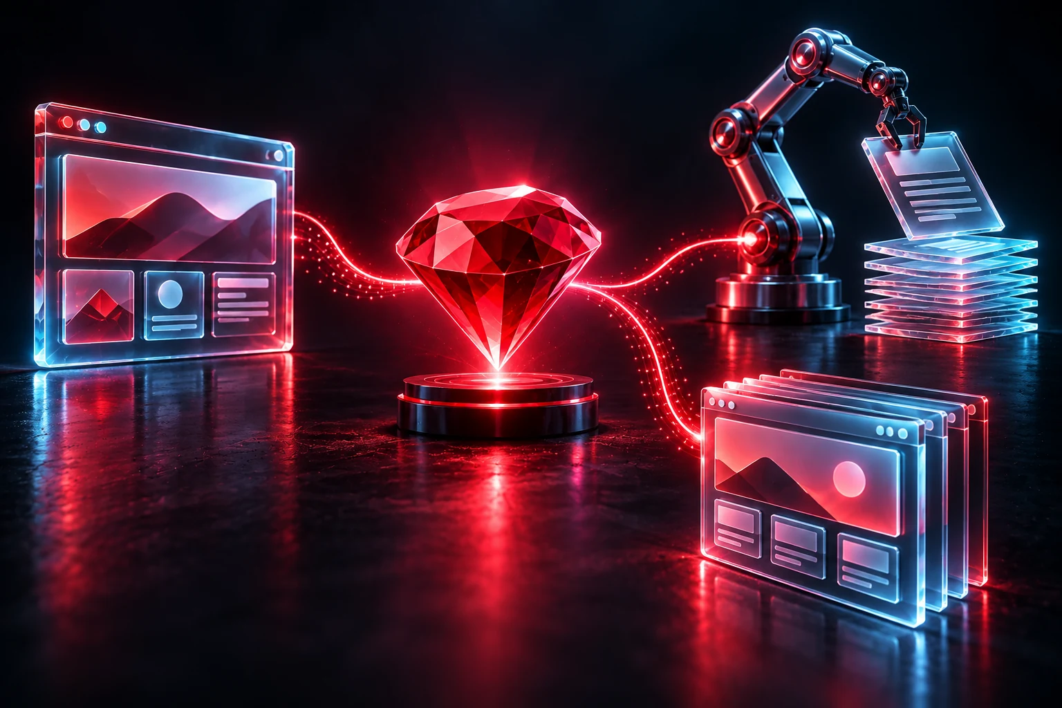 What is Ruby programming used for: ruby gemstone linked to a website, automated document handling and page publishing
